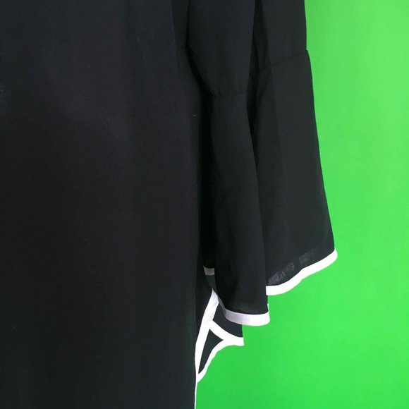 Today's Designer Black with White Trim Blouse - Picture 2 of 8